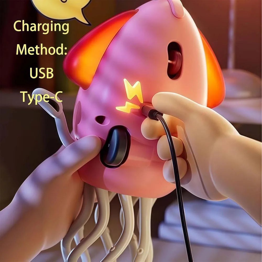 Electric Dancing Squid Auto-Sensing Obstacle Avoidance Electronic Pet with Music and Light Rechargeable Interactive Toy Gifts