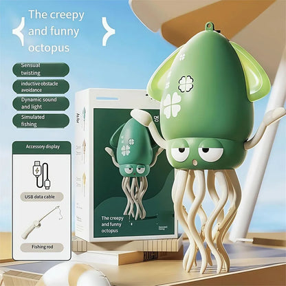 Electric Dancing Squid Auto-Sensing Obstacle Avoidance Electronic Pet with Music and Light Rechargeable Interactive Toy Gifts